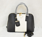 2013 PRADA Saffiano Leather Two Handle Bag 0837 in Black with White