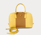 2013 PRADA Saffiano Leather Two Handle Bag 0837 in Naturals with Yellow