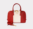 2013 PRADA Saffiano Leather Two Handle Bag 0837 in Red with White