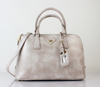 2013 PRADA Shiny Leather Two Handle Bag 0837 in Light gray