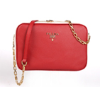 2013 Prada Calf Leather Mini shoulder Messenger Bag 2455 in Claret with white