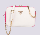 2013 Prada Calf Leather Mini shoulder Messenger Bag 2455 in White with Rose