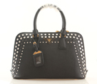 2013 Prada Saffiano Leather 33CM Two Handle Bag 0837 in Black with Diamond