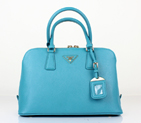 2013 Prada Saffiano Leather 33CM Two Handle Bag 0837 in Lake blue