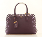 2013 Prada Saffiano Leather 33CM Two Handle Bag 0837 in Purple with Diamond