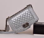 2014 Boy Chanel A67086 Flap Shoulder Bag Original Patent Leather Gray