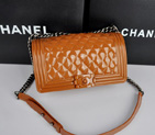 2014 Boy Chanel Flap Shoulder Bag PVC leather A67086 Brown