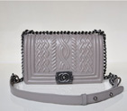 2014 Boy Chanel Flap Shoulder Bag Sheepskin leather A66307 in Gray A66307