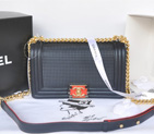 2014 Boy Chanel Flap Shoulder Bag in Original Calf Leather A92094 Dark Blue A92094