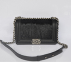2014 Chanel Boy Flap Shoulder Bag Black Sheepskin Leather Horsehair A67086
