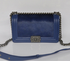 2014 Chanel Boy Flap Shoulder Bag Royalblue Sheepskin Leather Horsehair A67086