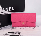 2014 Chanel C006 Rose Original Cannage Pattern Nubuck Leather Long Tri-Fold Wallet