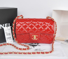 2014 Chanel Classic Flap Bags Original Patent Leather A1116 Red with Gold