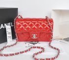 2014 Chanel Classic Flap Bags Original Patent Leather A1116 Red with Silver