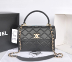 2014 Chanel Classic Top Handle Bag Original Sheepskin Leather A92236 Black
