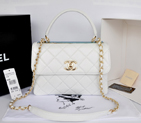 2014 Chanel Classic Top Handle Bag Original Sheepskin Leather A92236 White
