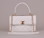 2014 Chanel Classic Top Handle Bag Sheepskin Leather A92236 White