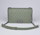 2014 Chanel LE Boy Flap Shoulder Bag Cannage Pattern Nubuck Leather A67086 Dark Green