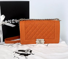 2014 Chanel LE Boy Flap Shoulder Bag Original Cannage Pattern Nubuck Leather A66383 Earth Yellow A66383