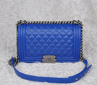 2014 Chanel LE Boy Flap Shoulder Bag Original Sheepskin Leather A67086 Medium Blue