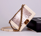2014 Chanel LE boy Flap Shoulder Bag Real Python Leather A67086 Beige