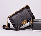 2014 Chanel LE boy Flap Shoulder Bag Real Python Leather A67086 Black