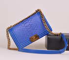 2014 Chanel LE boy Flap Shoulder Bag Real Python Leather A67086 Blue