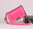 2014 Chanel LE boy Flap Shoulder Bag Real Python Leather A67086 Rose