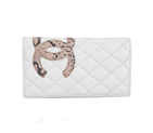 2014 Chanel Leather Snake CC Logo Bi-Fold Wallet A26717 White