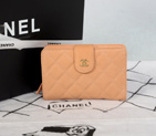 2014 Chanel Matelasse Bi-Fold Wallet Original Cannage Pattern Nubuck Leather C004 Apricot