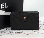 2014 Chanel Matelasse Bi-Fold Wallet Original Cannage Pattern Nubuck Leather C004 Black