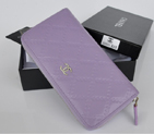 2014 Chanel Matelasse Zip Around Wallet Embossed Leather A50097 Lavender