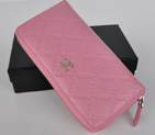 2014 Chanel Matelasse Zip Around Wallet Embossed Leather A50097 Pink