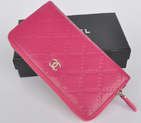 2014 Chanel Matelasse Zip Around Wallet Embossed Leather A50097 Rose