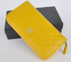 2014 Chanel Matelasse Zip Around Wallet Embossed Leather A50097 Yellow