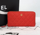 2014 Chanel Matelasse Zip Around Wallet Original Cannage Pattern Nubuck Leather C009 Red