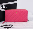 2014 Chanel Matelasse Zip Around Wallet Original Cannage Pattern Nubuck Leather C009 Rose