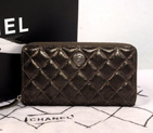 2014 Chanel Matelasse Zip Around Wallet Original Glazed Crackled Leather C009 Gray