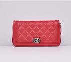 2014 Chanel Zip Around Wallet Original Sheepskin leather A68720 Claret
