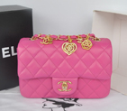 2014 Chanel mini Classic Flap Bags Rose Original Sheepskin Leather A1116 Gold