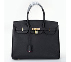 2014 Hermes Birkin 35CM Tote Bag Black Clemence Leather inside Peach with Cold hardware H35