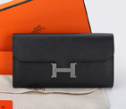 2014 Hermes Constance Long Wallets Original Calfskin Leather A909 Black