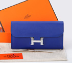 2014 Hermes Constance Long Wallets Original Calfskin Leather A909 Blue