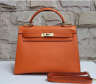 2014 Hermes Kelly 28cm Epsom Leather Bag Orange with Gold hardware