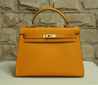 2014 Hermes Kelly 28cm Togo Leather Bag Yellow with Gold hardware