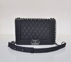 2014 LE Boy Chanel Flap Shoulder Bag Cannage Pattern Nubuck Leather A67086 Black