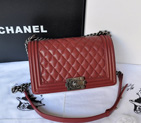 2014 LE Boy Chanel Flap Shoulder Bag Original Sheepskin Leather A67086 Claret with Silver hardware