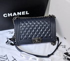 2014 LE Boy Chanel Flap Shoulder Bag Original Sheepskin Leather A67086 Dark blue with Silver hardwar
