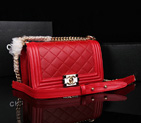 2014 Le Boy Chanel Flap Shoulder Bag Original Calf Leather A67086 Red