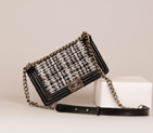 2015 Boy Chanel Fabric Flap Shoulder Bag A67086 Black